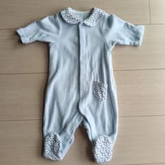 ベビー用 足つきロンパース 水色 マリン柄　50cmのサムネイル