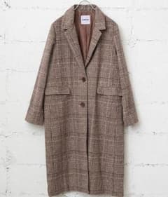 新品定価10789円 渡辺直美 PUNYUS グレンチェックチェスターコートのサムネイル