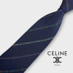 ◇やや細め◇ホースビット柄◇CELINE ストライプ柄 高級ネクタイ