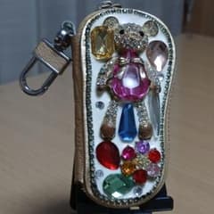 キラキラ くまちゃん スマートキーケース ビジュー デコ ゴールド 金のサムネイル