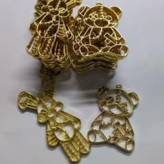 レジン枠 チャーム 縫い目デザイン ツギハギクマ ウサギ ゴールド20個セット - 3