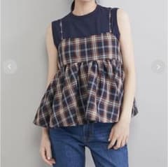 チェックペプラムキャミ×タンクSET ネイビー サイズ1 - メルカリ