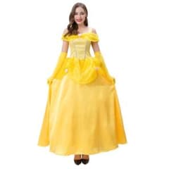 美女と野獣 ベル イエロー プリンセス ドレス コスプレ衣装 ロング丈 Lのサムネイル