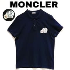 MONCLER モンクレール ダブルロゴ メンズ ポロシャツ ネイビーMサイズ