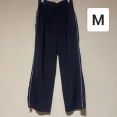 ジーナシス サイドライン ワイドパンツ M ブラックのサムネイル