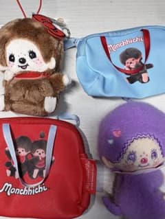 Monchhichi ぬいぐるみ ポーチ 4点セットのサムネイル