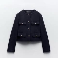 完売品 ZARA ザラ フラップクロップドジャケット ネイビー XS