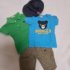 DOUBLE B 80cm Tシャツ、ポロシャツ、パンツ、帽子48cm 4点 - メルカリ
