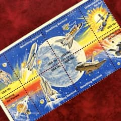 外国切手 アメリカ 宇宙開発 未使用 8種連刷完 1981年 ヒンジ無し