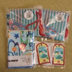 JAL ノベルティ 巾着ナップサック クールタオル キーホルダー 5点セットのサムネイル