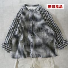 【美品】無印良品MUJIギンガムチェック長袖シャツXLのサムネイル