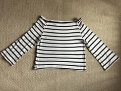 ZARA オフィショルダー　ボーダー柄 長袖カットソー Mサイズのサムネイル