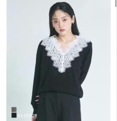 BASEMENT online Vネックレースニットのサムネイル