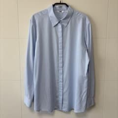 UNIQLOレーヨンブラウス/ストライプ　ブルー XL