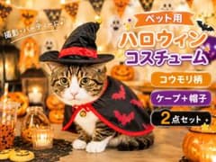 【新品】ペット ハロウィン コウモリ ケープ 帽子 猫 犬 2点セットのサムネイル