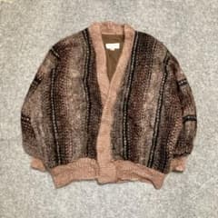 SALE✨カナダ製 90s モヘア シャギー 毛長 カーディガン オーバー 