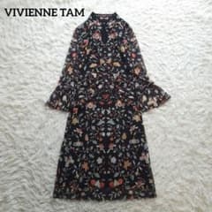 美品✨ヴィヴィアンタム パワーネットワンピース 花柄 総柄 チャイナ風
