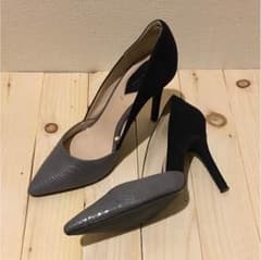 ZARA バイカラーパンプス (パイソン&ブラック)のサムネイル