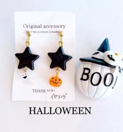 あき様専用ページハロウィンカボチャ⭐️おばけ⭐️スターイヤリングのサムネイル