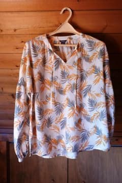 Eddie Bauer リーフ柄 長袖ブラウス 綿100％のサムネイル