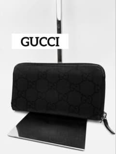 松*数様 GUCCI グッチ GGキャンバス ラウンドファスナー 長財布 ブラッのサムネイル