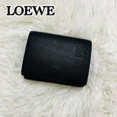 極美✨付属完備✨LOEWE 二つ折り財布 アナグラム レザー ブラック 極美✨LOEWE 三つ折り財布 アナグラム トライフォールド レザー