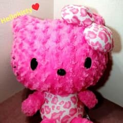 希少品！ハローキティ ギガジャンボぬいぐるみ ヒョウ柄 平成レトロ 美品 ✨レア✨Hellokitty✨ハローキティ✨ギガジャンボぬいぐるみ✨ヒョウ柄
