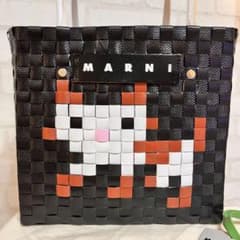 美品】MARNI マルニマーケット アニマルバスケット ネコ柄 カゴバッグ