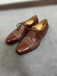TANINO CRISCI レザー ドレスシューズ 編み込み 茶のサムネイル
