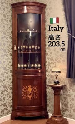 イタリア アンティーク コーナー キャビネット 鍵&タッセル付き ロココ調 イタリア アンティーク コーナー キャビネット 鍵&タッセル付き ロココ