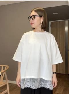 しまむら ammy 裾レースTシャツ M オフホワイトのサムネイル