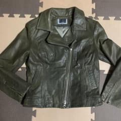 LE SOUKルスーク レザージャケットライダース カーキ ラムレザー本革S〜Mのサムネイル