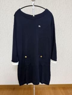 【美品】BURBERRY BLUE LABEL ニットワンピース 38 ネイビーのサムネイル