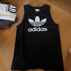 adidas トレフォイルロゴ タンクトップ ブラック Lのサムネイル