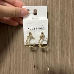 ゴールド フープピアス チェーン付きのサムネイル