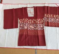 赤花柄道行コート丈８５cm裄６６cmのサムネイル