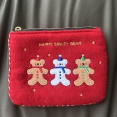 HAPPY SMILEY BEAR ポーチ　赤　クマ　ファスナーのサムネイル