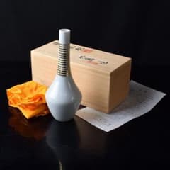 京焼　平安　三浦竹泉作　金彩　鶴首花瓶　一輪挿し　共布共箱　V　R8508 京焼 平安 三浦竹泉作 金彩 鶴首花瓶 一輪挿し 共布共箱 V R8508