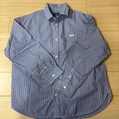 The Fox Collection 長袖ストライプシャツ 青のサムネイル