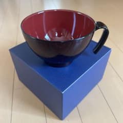 木目調　汁椀　スープカップ　取っ手付きのサムネイル