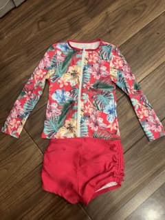 キッズ 水着 ラッシュガード 上下セット 花柄のサムネイル