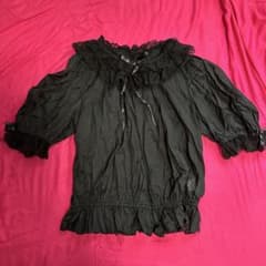 angelicprettyレース襟 半袖ブラウス ブラック angelicprettyレース襟 半袖ブラウス ブラック - メルカリ