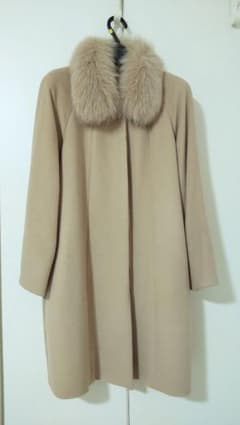 LABEILLE ファー付カシミヤ100% ロングコート ベルト付 M - メルカリ