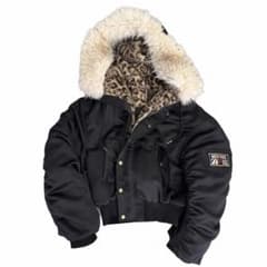 正規店購入 no E mosen ブラックファー付きジャケット no E mosen ファー付きヒョウ柄裏地ダウンジャケット - メルカリ