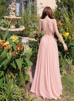 【紫陽花日和様専用】パール装飾 ロングドレス ピンクのサムネイル