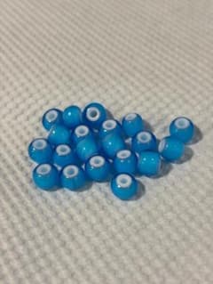 残り3セット限定】ブルー ホワイトハーツ ガラスビーズ7mm 100個セット