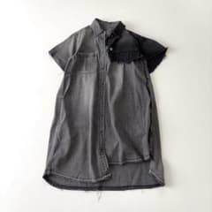 美品 sacai サカイ ドッキング デニムシャツワンピースグレー 1 日本製