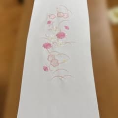 刺繍半襟 白地 ピンク・白 花柄のサムネイル