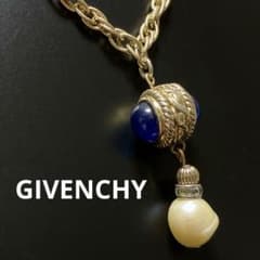 激レア!! GIVENCHY ジバンシー ヴィンテージ ネックレス 青 ガラス 
