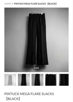 PINTUCK MEGA FLARE SLACKS 【BLACK】